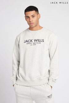 Jack Wills Light Grey Graphic Belvue Crew Sweat Top (D76347) | OMR23