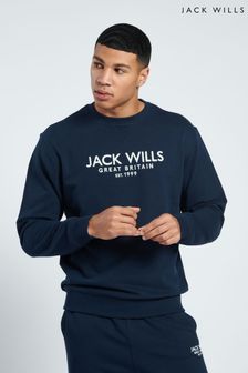 Jack Wills Black Graphic Belvue Crew Sweat Top (D76348) | €62