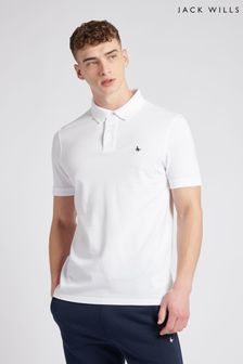 White - Jack Wills Aldgrove White Pique Polo Shirt (D76354) | kr640