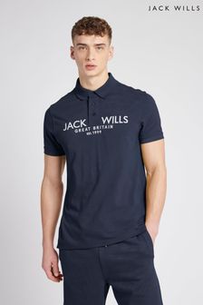 Синий - Белая рубашка поло из пике Jack Wills (D76385) | €48