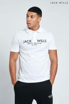 White - Jack Wills Pique White Polo Shirt (D76387) | kr640