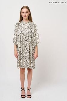 Bela srednje dolga obleka s potiskom Bruuns Bazaar Acacia Sarina (D76426) | €65
