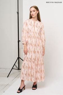 Różowa sukienka maxi Bruuns Bazaar Guz Vana z nadrukiem i rękawami z mankietami (D76429) | 694 zł