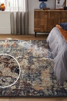 Navy Blue Rustic Abstract Rug (D76432) | €99 - €458