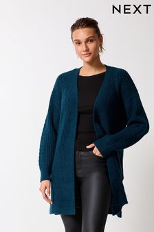 Teal Blue Longline Ribbed Edge to Edge Cardigan (D76435) | €28