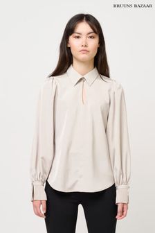 Bruuns Bazaar Grey Ratum Addy Gathered Sleeve Shirt (D76437) | 92 €