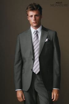 Charcoal Grey Slim Fit Signature Barberis Suit (D76720) | OMR99