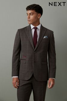 Brown Slim Trimmed Check Suit (D76748) | HK$854