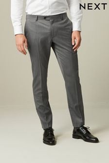 Grey Slim Fit Wool Blend Suit Trousers (D76752) | AED246