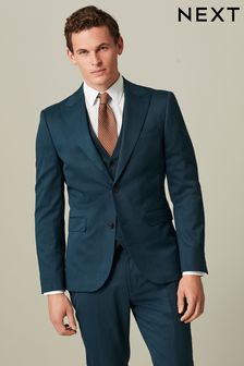 Teal Blue - Slim Fit Wool Blend Suit Jacket (D76757) | kr1 800