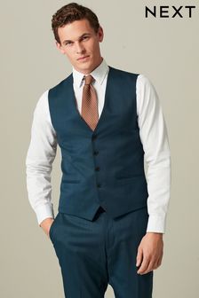 Teal Blue Wool Blend Suit Waistcoat (D76759) | LEI 392