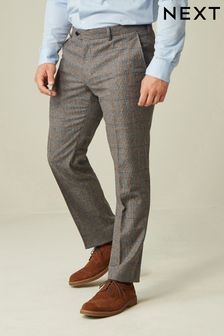 Grey Tailored Fit Nova Fides Wool Blend Trimmed Check Suit Trousers (D76766) | ₪ 224