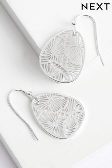Silver Tone Filagree Floral Drop Earrings (D76776) | €11