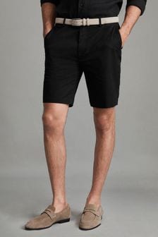 Reiss Black Wicket Modern Fit Cotton Blend Chino Shorts (D76850) | $190