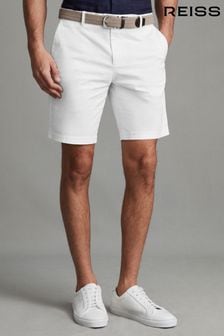 Reiss White Wicket Modern Fit Cotton Blend Chino Shorts (D76851) | $190