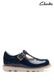 Clarks Blue F Fit Patent Crown Print Toddler Shoes (D76860) | LEI 227