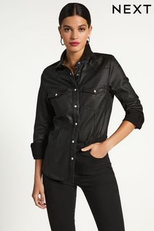 Black Fitted Coated Shirt (D76929) | €17