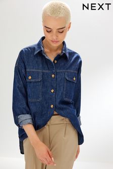 Niebieski RInse - Ponadwymiarowa koszulka dżinsowa (D76931) | 178 zł