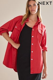 Rosa frambuesa - Camisa de denim extragrande (D76932) | 40 €