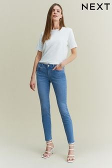 Mittelblau - Skinny-Jeans mit niedrigem Bund (D76934) | CHF 39