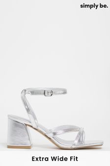 Simply Be Silver Tubular Strappy Wide Fit Sandals (D76952) | 52 €
