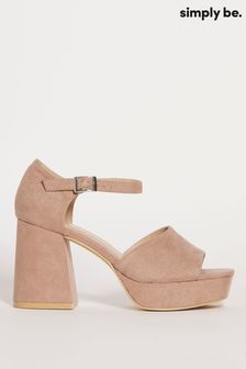 Simply Be Wide Fit Natural Closed Back Platform Heeled Sandals (D76961) | €21