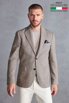 Neutral Signature Italian Wool Blend Jersey Blazer (D77026) | 886 QAR