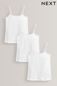 White 3 Pack Elastic Strappy Cami Vests (1.5-16yrs) (D77028) | 45 QAR - 64 QAR