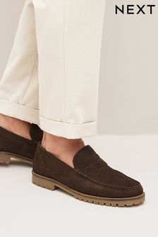 Brown Suede Chunky Sole Loafers (D77030) | €28