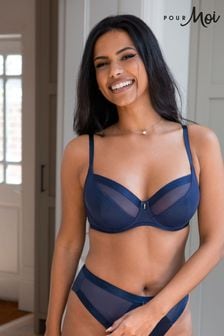 Pour Moi Blue Non Padded Viva Luxe Underwired Bra (D77067) | LEI 155