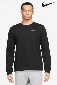Schwarz - Nike Dri-fit Track Club Langärmeliges Fleece-Sweatshirt mit Rundhalsausschnitt (D77132) | 50 €