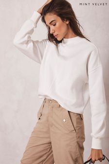 White - Mint Velvet Seam Detail Sweatshirt (D77225) | kr1 080