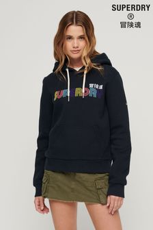 Superdry Blue Retro Rainbow Hoodie (D77307) | ₪ 277