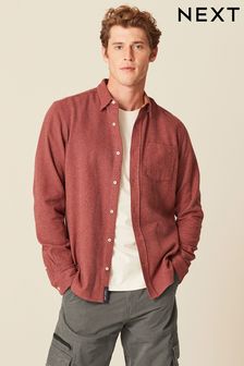 Rust Brown Brushed Texture Long Sleeve Shirt (D77445) | 861 UAH