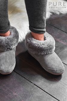 Pure Collection Grey Sheepskin Slipper Boots (D77495) | €47.50