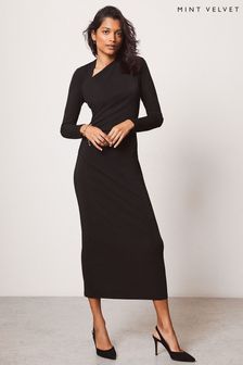 Mint Velvet Black Asymmetric Maxi Dress (D77547) | $196