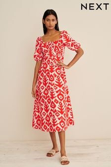 Платье миди с квадратным вырезом и пышными рукавами (D77652) | €29