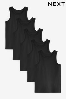 Black 5 Pack Vests (1.5-16yrs) (D77669) | €16 - €23