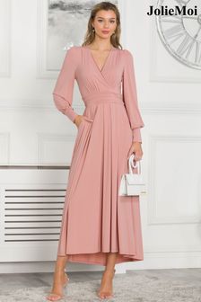Jolie Moi Pink Rashelle Jersey Long Sleeve Maxi Dress (D77691) | 146 €