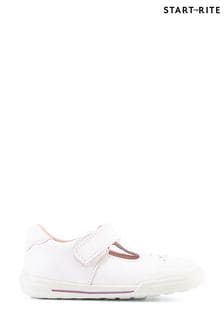 Start Rite Playground White Leather T-Bar White Shoes (D77740) | 281 SAR