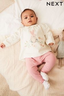 pinkes Häschen - Oberteil und Leggings fürs Baby im Set (D77811) | 12 € - 14 €