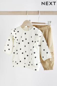Black/ White/Tan Polkadot Cargo Baby Cosy Sweater And Leggings 2 Piece Set (D77814) | 16 € - 18 €