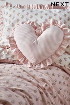 Pink Ruffle Heart Stripe Cushion (D77833) | €16