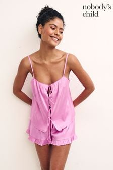 Nobodys Child Pink Tie PJ Top with Scallop Trim And Shorts (D77883) | €24