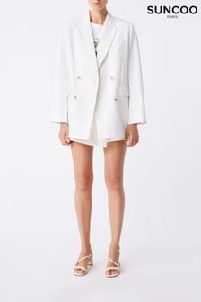 Белый двубортный пиджак свободного кроя Suncoo (D77901) | €127