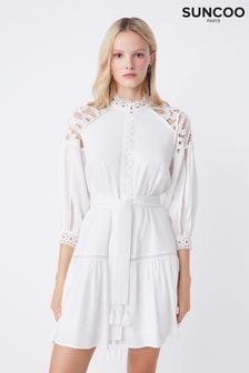 Suncoo Belted Broderie Mini Dress (D77907) | 497 zł