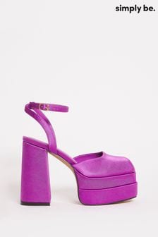 Simply Be Pink Magenta Square Toe Platform Court Extra Wide Fit (D77996) | 60 €