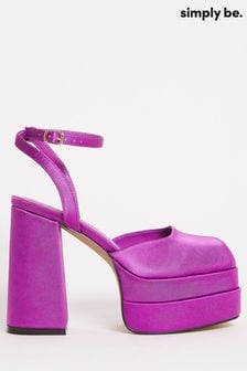 Simply Be Pink Magenta Square Toe Platform Court Wide Fit Shoes (D77997) | 30 €