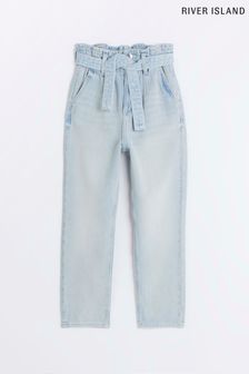 River Island Girls Blue Libra Paper Bag Jeans (D78053) | $33 - $46