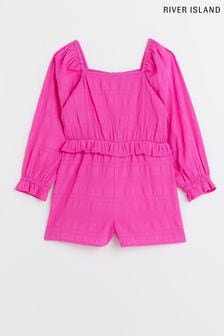 River Island Girls Pink Square Neck Playsuit (D78065) | €16 - €21
